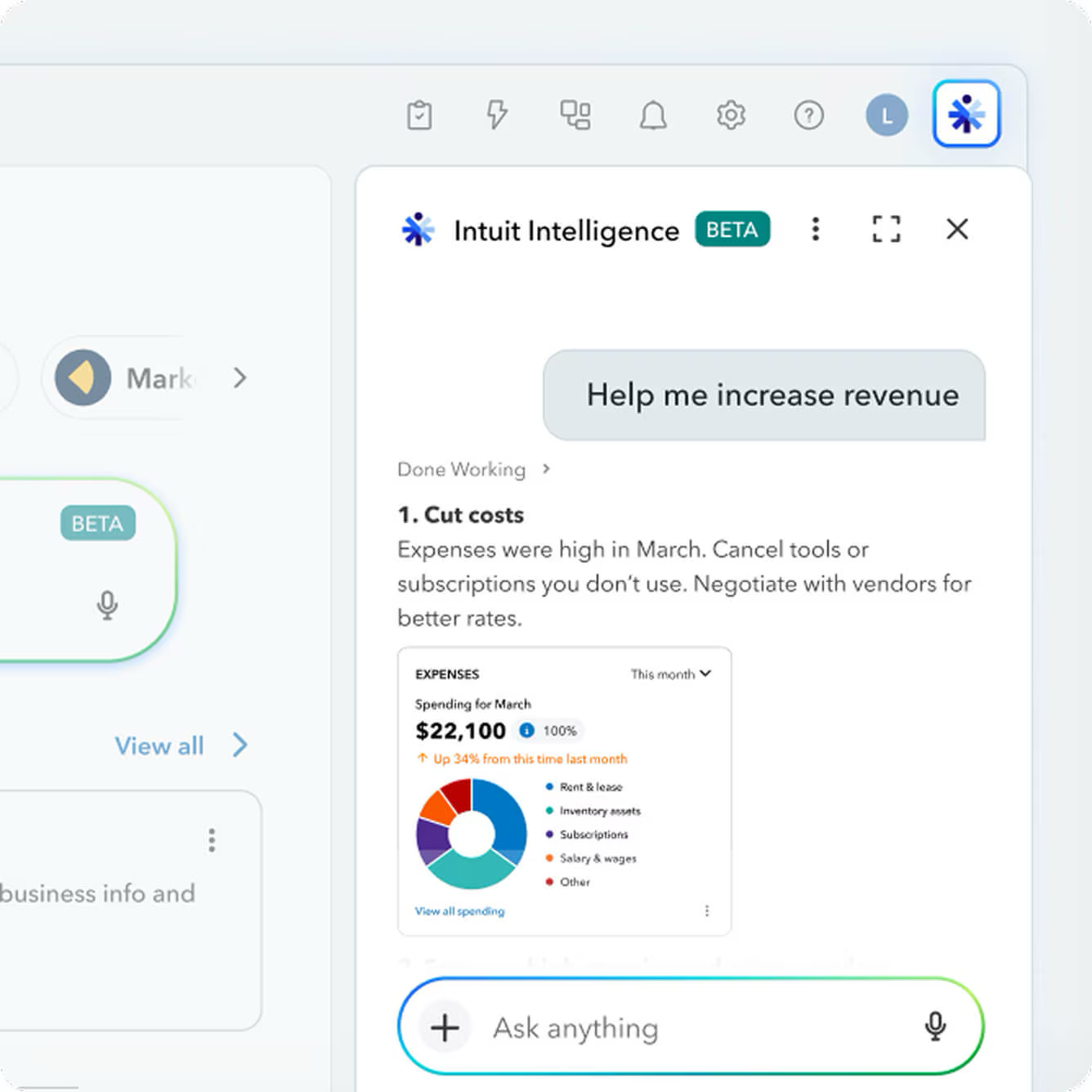 Running a prompt in QuickBooks' Intuit Assist