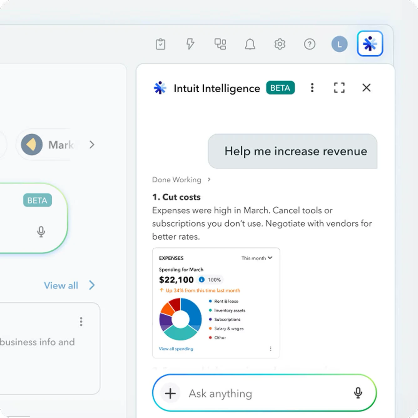 Running a prompt in QuickBooks' Intuit Assist